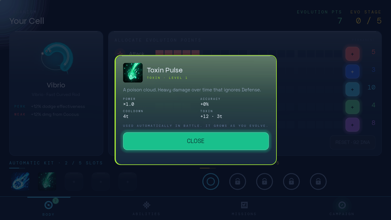 THAW abilities screen